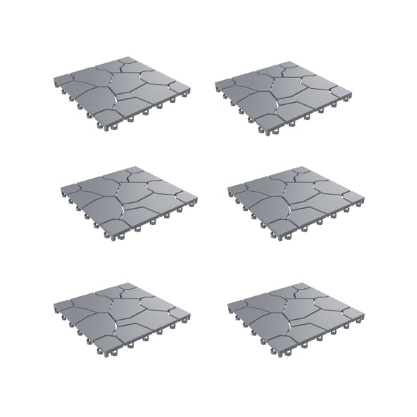 Nature Spring Set of 6 Patio and Deck Tiles, Interlocking Stone Look Outdoor Flooring Pavers Anti-Slip (Grey) 752184BRD - main